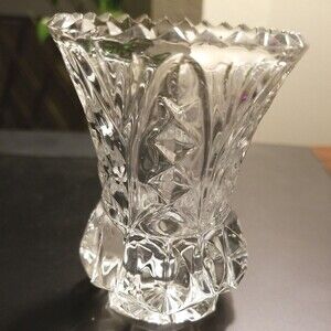 Vintage Zajecar crystal Yugoslavia 24% lead crystal bud vase toothpick holder